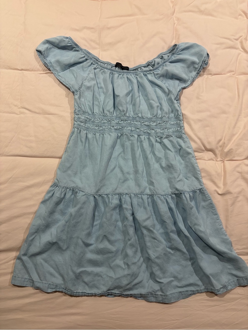 Adrienne Vittadini Light Blue Women’s Off-Shoulder Tiered Dress